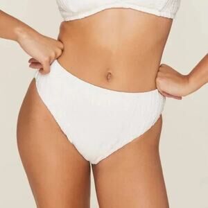Andie Swim 90s High Waisted Bikini Bottom Off White Eyelet Size‎ XL